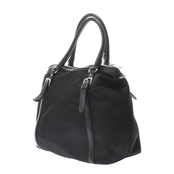 Prada Tote Bag Black Metal Fittings Nylon 2way Bag - Picture 2 of 10